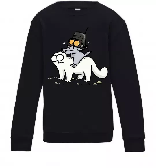 Детский Свитшот Simon cat and kitten Черный фото