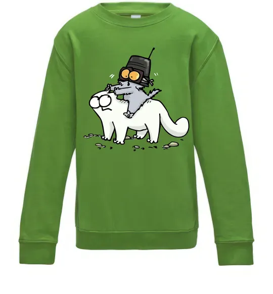 Детский Свитшот Simon cat and kitten Лаймовый фото