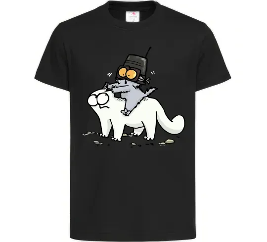Детская футболка Simon cat and kitten Черный фото