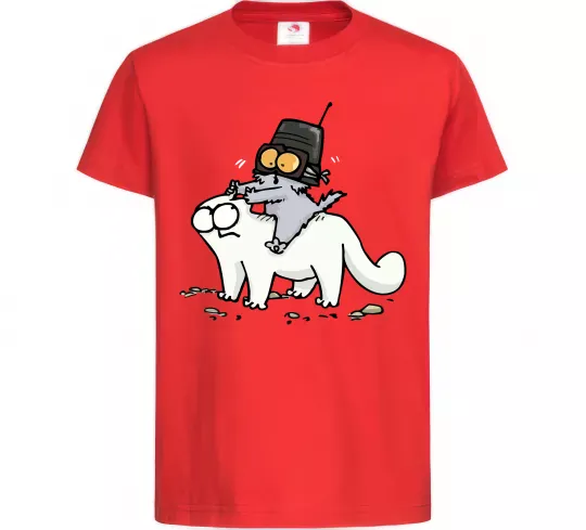 Детская футболка Simon cat and kitten Красный фото
