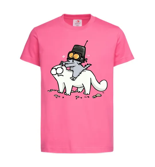 Детская футболка Simon cat and kitten Ярко-розовый фото