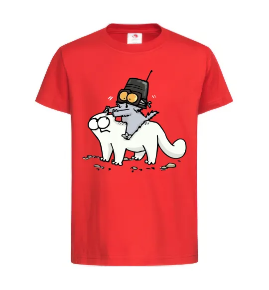 Детская футболка Simon cat and kitten Красный фото