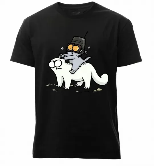 Чоловіча преміум футболка Simon cat and kitten Чорний фото