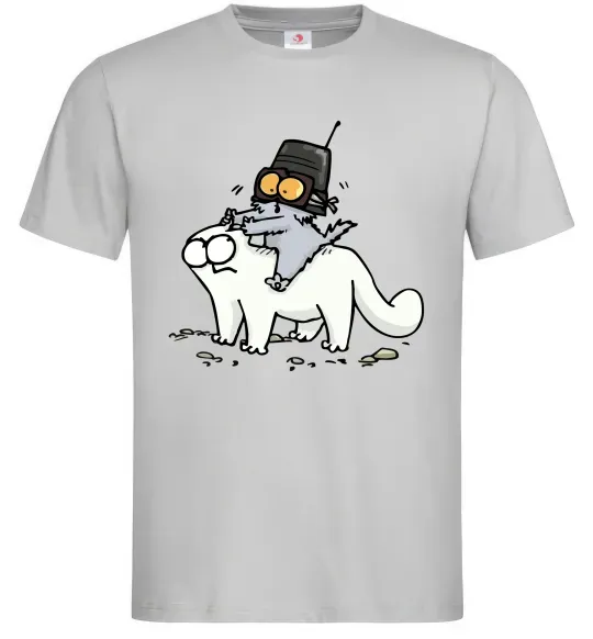 Мужская футболка Simon cat and kitten Серый фото
