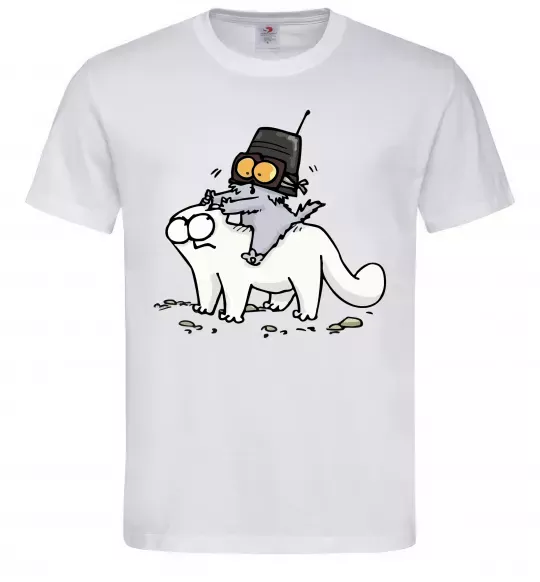 Мужская футболка Simon cat and kitten Белый фото
