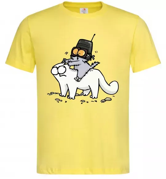 Мужская футболка Simon cat and kitten Лимонный фото