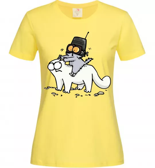 Женская футболка Simon cat and kitten Лимонный фото