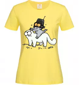 Женская футболка Simon cat and kitten Лимонный фото