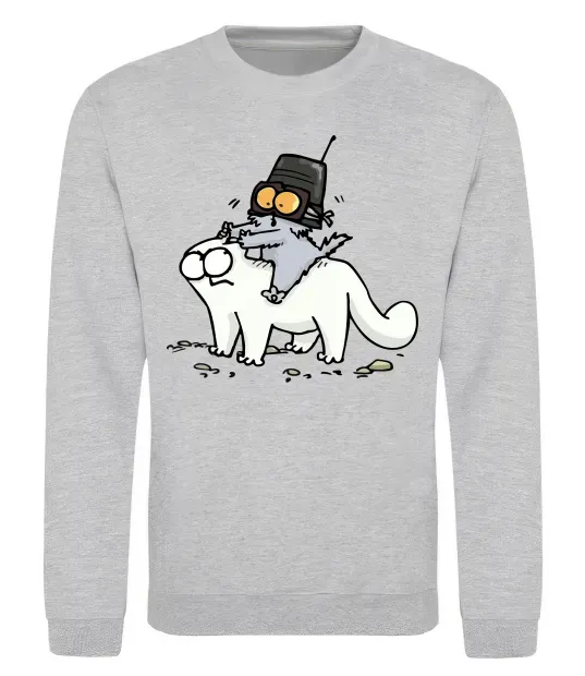 Світшот Simon cat and kitten Сірий меланж фото