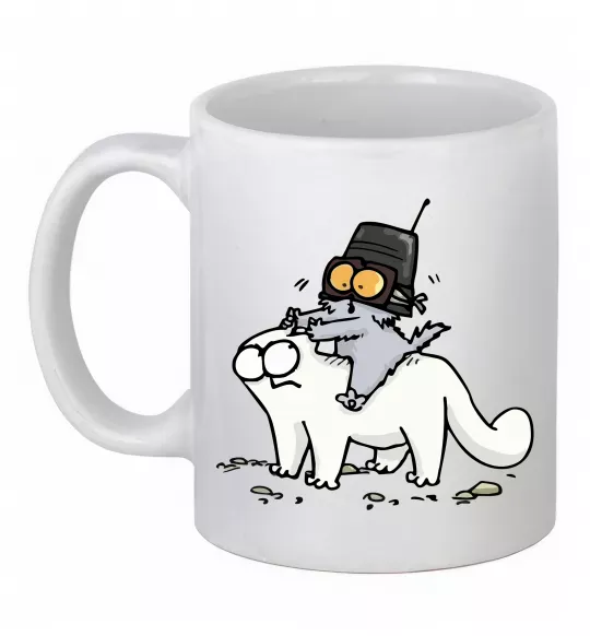 Чашка керамическая Simon cat and kitten Белый фото