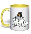 Чашка з кольоровою ручкою Simon cat and kitten Сонячно жовтий Чашка з кольоровою ручкою Simon cat and kitten Сонячно жовтий фото