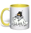 Чашка з кольоровою ручкою Simon cat and kitten Лимонний фото