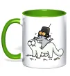 Чашка з кольоровою ручкою Simon cat and kitten Лаймовий фото
