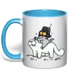 Чашка з кольоровою ручкою Simon cat and kitten Блакитний Чашка з кольоровою ручкою Simon cat and kitten Блакитний фото