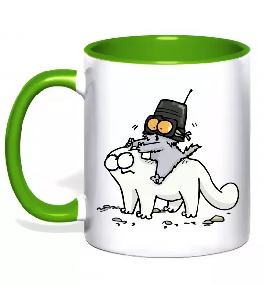 Чашка з кольоровою ручкою Simon cat and kitten Зелений фото