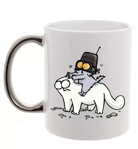 Чашка з кольоровою ручкою Simon cat and kitten Срібло фото