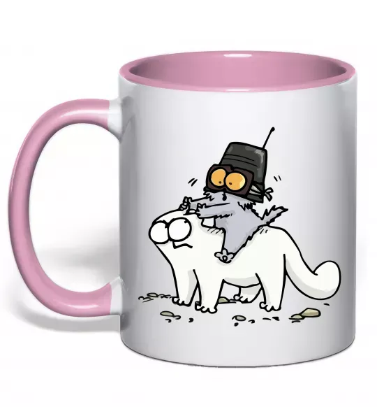 Чашка з кольоровою ручкою Simon cat and kitten Ніжно рожевий фото