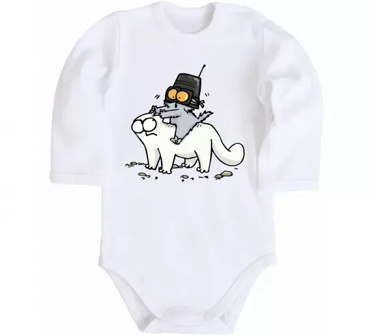 Дитячий бодік Simon cat and kitten Білий фото