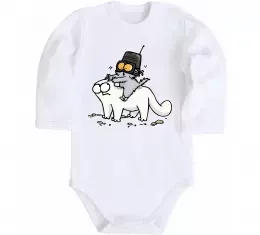 Дитячий бодік Simon cat and kitten Білий фото