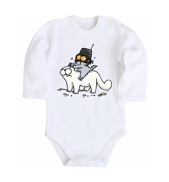 Дитячий бодік Simon cat and kitten Білий фото