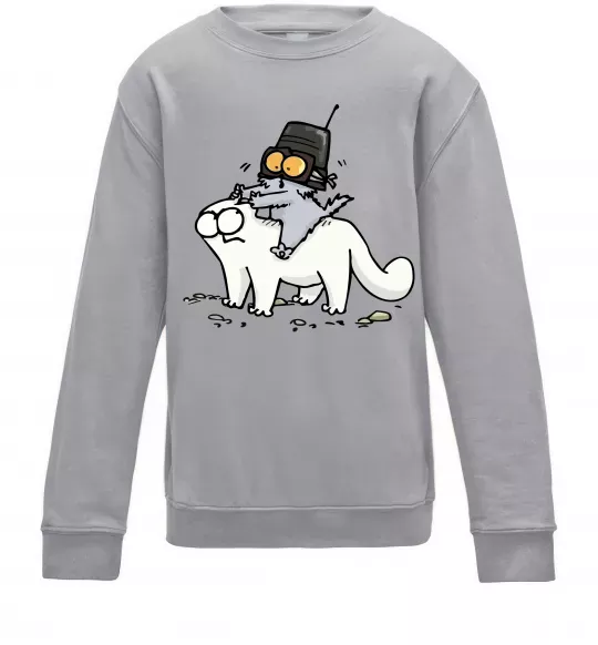 Детский Свитшот Simon cat and kitten Серый меланж фото