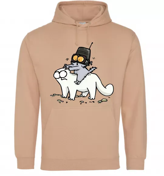 Мужская толстовка (худи) Simon cat and kitten Песочный фото