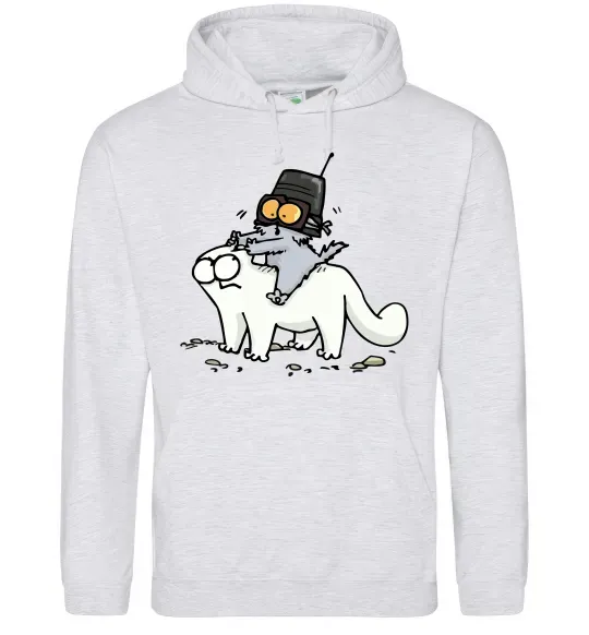 Женская толстовка (худи) Simon cat and kitten Серый меланж фото