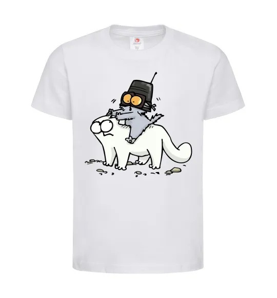 Детская футболка Simon cat and kitten Белый фото