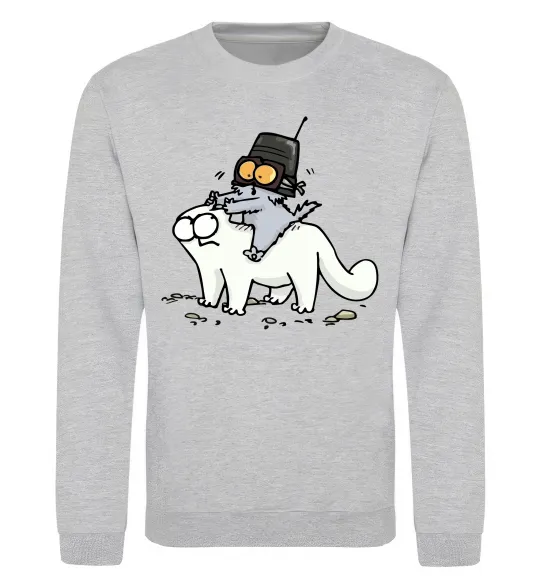 Світшот Simon cat and kitten Сірий меланж фото