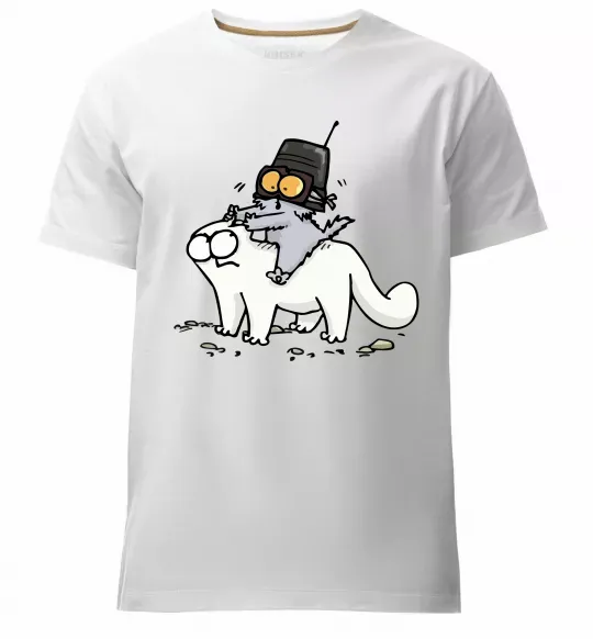 Чоловіча преміум футболка Simon cat and kitten Білий фото