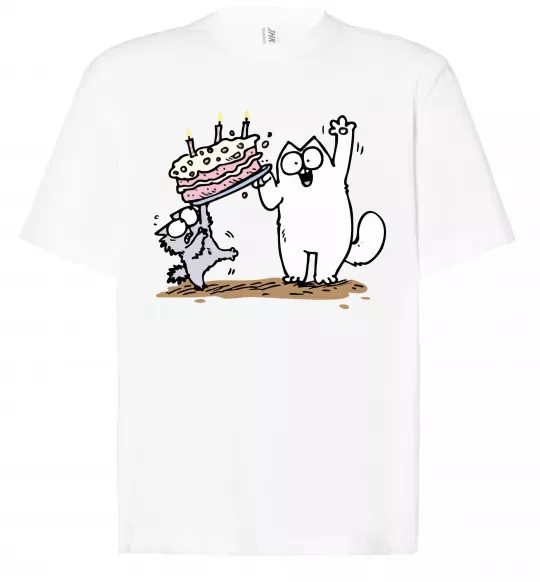 Футболка Оверсайз Simon cat and kitten торт Білий фото