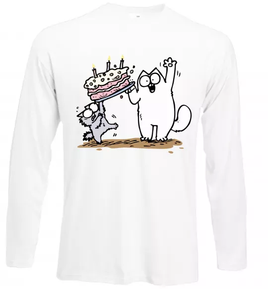 Лонгслів Simon cat and kitten торт Білий фото