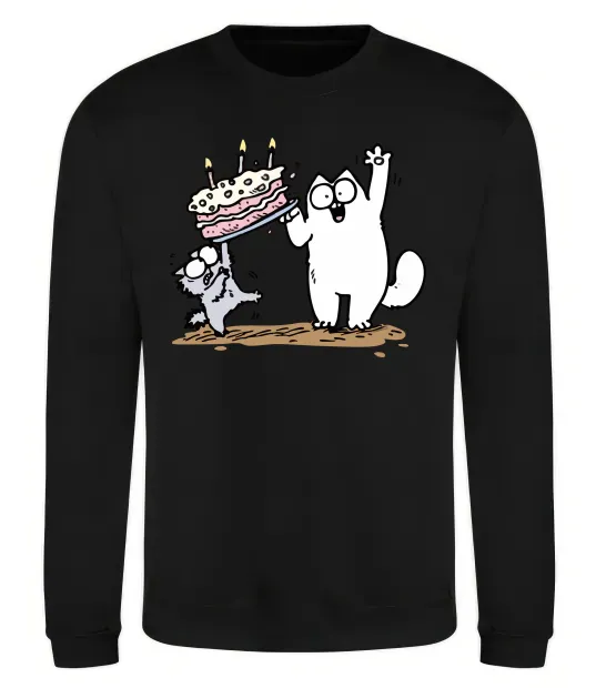 Світшот Simon cat and kitten торт Чорний фото