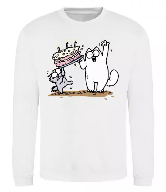 Світшот Simon cat and kitten торт Білий фото