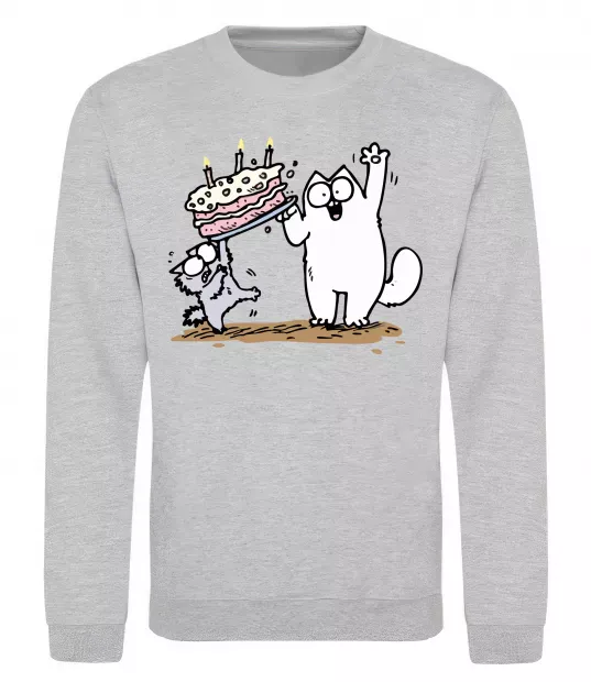 Світшот Simon cat and kitten торт Сірий меланж фото