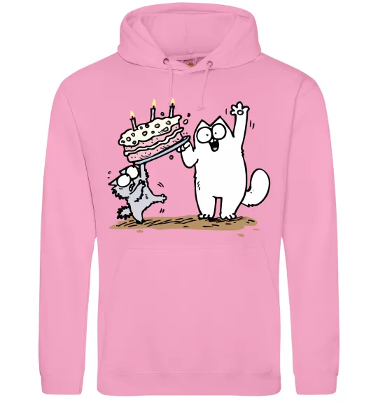 Женская толстовка (худи) Simon cat and kitten торт Розовый фото