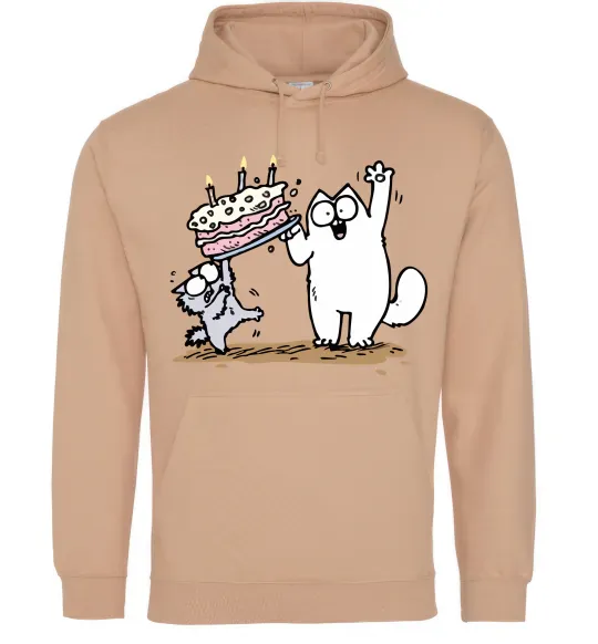 Женская толстовка (худи) Simon cat and kitten торт Песочный фото