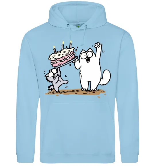Женская толстовка (худи) Simon cat and kitten торт Голубой фото