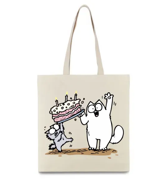 Еко-сумка Simon cat and kitten торт Бежевий фото