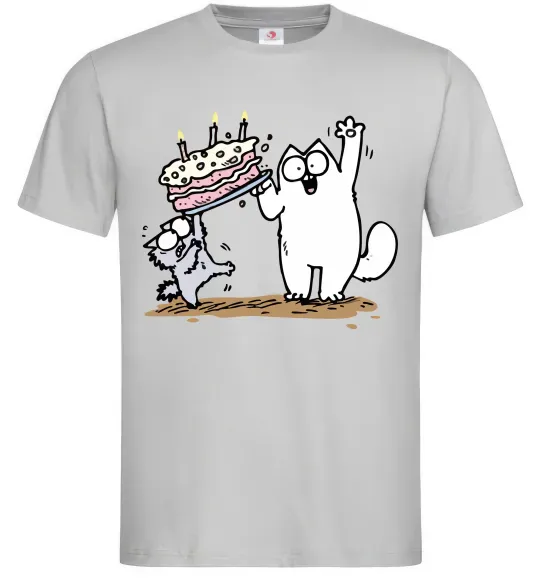 Чоловіча футболка Simon cat and kitten торт Сірий фото