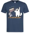 Чоловіча футболка Simon cat and kitten торт Темно-синій фото
