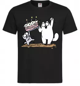 Чоловіча футболка Simon cat and kitten торт Чорний фото