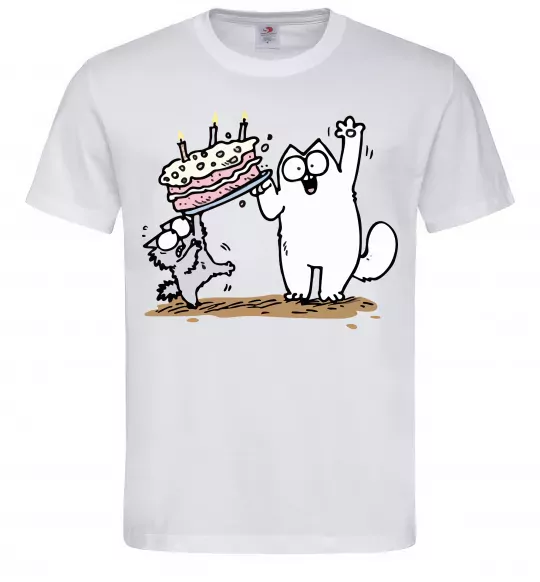 Чоловіча футболка Simon cat and kitten торт Білий фото