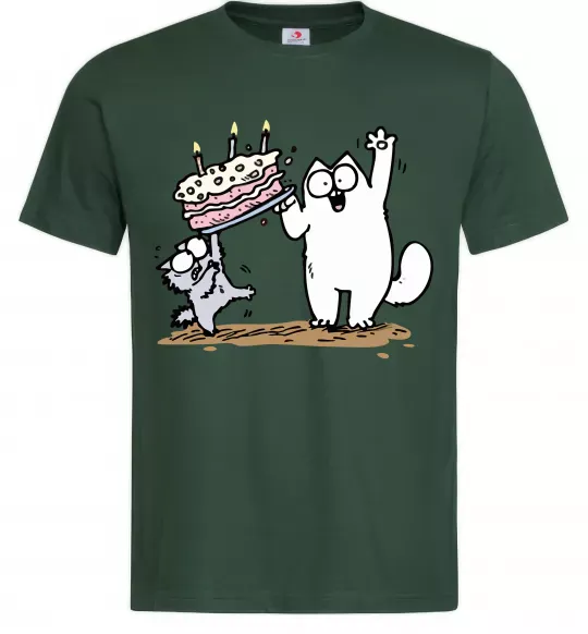 Чоловіча футболка Simon cat and kitten торт Темно-зелений фото