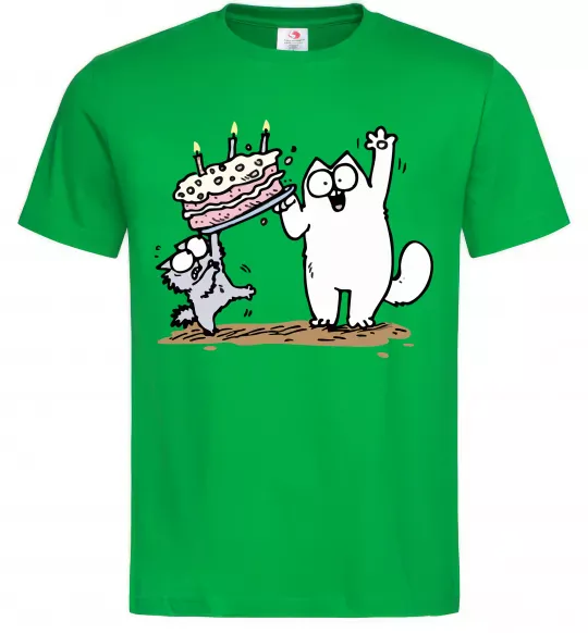 Чоловіча футболка Simon cat and kitten торт Зелений фото