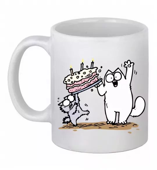 Чашка керамічна Simon cat and kitten торт Білий фото