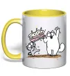 Чашка з кольоровою ручкою Simon cat and kitten торт Сонячно жовтий Чашка з кольоровою ручкою Simon cat and kitten торт Сонячно жовтий фото