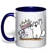 Чашка з кольоровою ручкою Simon cat and kitten торт Глибокий темно-синій Чашка з кольоровою ручкою Simon cat and kitten торт Глибокий темно-синій фото