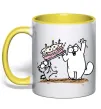 Чашка с цветной ручкой Simon cat and kitten торт Лимонный фото