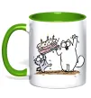 Чашка с цветной ручкой Simon cat and kitten торт Лаймовый фото